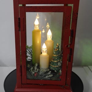 Red Lantern, Lantern, Christmas Decor, Decorations, TV Stand Decor, Mantel Decor, Lighted Lantern, Battery Operated, Christmas Lantern