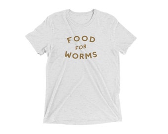 Food For Worms Track Tee, Typography Tee, Retro Style Tee, Women's Gift, Women's T-Shirt, Book Lover's Gift, Bibliophile Gift, Retro Tee