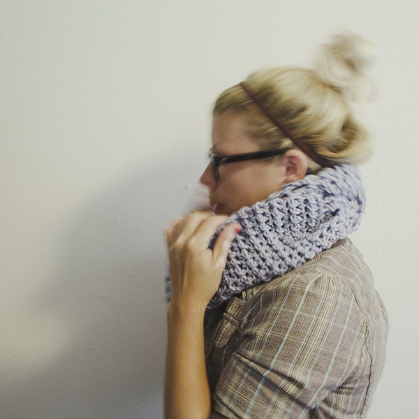 FALL SALE Ready to Ship Light Blue Crochet Cowl, Infinity Scarf Neckwarmer Fall & Winter Womens Accessories