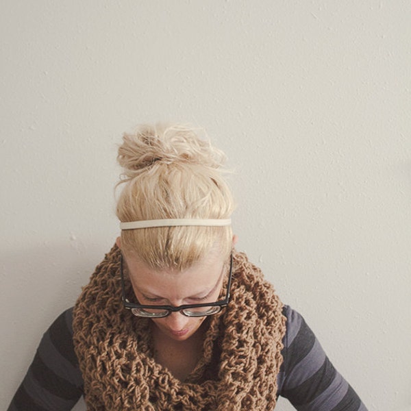 FALL SALE Ready to Ship Chunky Crochet Cowl, Oversized Infinity Scarf Large Brown Handmade Cowl