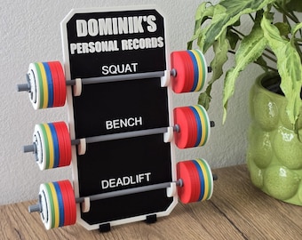 Fitness PR Tracker Best Performance Display Mini Barbell Rack Powerlifting PR Tracker | Gift for Gym Weightlifting Bodybuilding