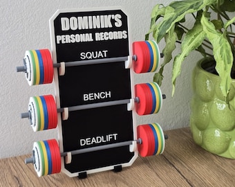 Personal Fitness Tracker Best Performance Display Mini Barbell Rack Powerlifting PR Tracker | Gift for Gym Weightlifting Bodybuilding