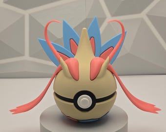 Pokeball de Milotic: figura decorativa de Pokeball impresa en 3D. Ideal como regalo para coleccionistas.