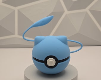 Pokeball brillante de Mew: figura decorativa de Pokeball impresa en 3D. Ideal como regalo para coleccionistas.