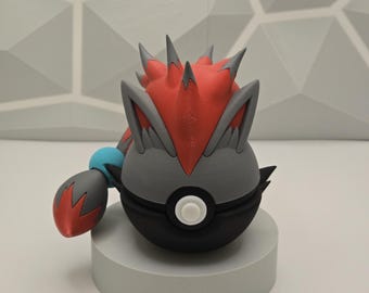 Zoroark Pokeball - Statuetta decorativa a forma di Pokéball stampata in 3D. Perfetta come regalo per i collezionisti.
