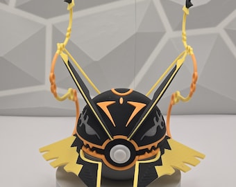 Figura decorativa de Pokeball de Mega Rayquaza shiny impresa en 3D. Ideal como regalo para coleccionistas.