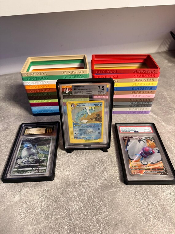 hard cases for pokemon cards Trading Card Binder 9 Pocket  900 Zipper PU Card Album with Sleeves, Cover Card Holder Organizer Pokmon, MTG, Sports Cards (Pink, 9 Pocket 900) : Toys & Games as well as magnetic one Slabstar Hard Case for PSA