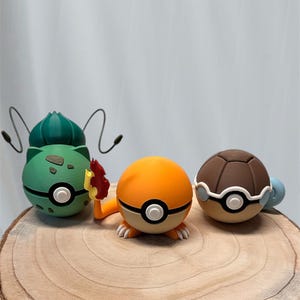 Coffret de démarrage Kanto Charmander Squirtle Bulbasaur Monster Ball imprimé en 3D parfait comme cadeau pour homme Noël femme anniversaire collectionneur