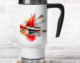 Retro Red Art Metal Mug - Keep Your Drink Stylishly Warm