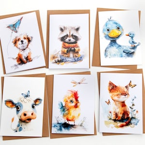 Lindo juego de papelería para amantes de las mascotas para niños - Paquete de 6 tarjetas