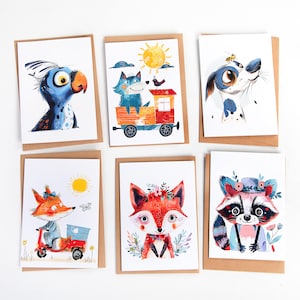 Cadeau pour amoureux des animaux de compagnie - Lot de 6 cartes Animal. Cartes de voeux pour enfants