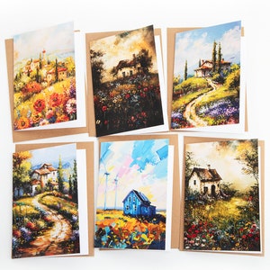 Grußkarten mit einer rustikalen Landschaft - Senden Sie Wärme und Liebe