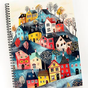 Colorful Houses Spiral Notebook: A4 Grid Paper Journal, Whimsical Illustration