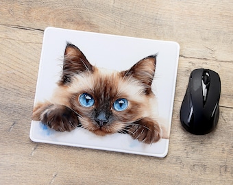 Alfombrilla de ratón con diseño de gato siamés: Un regalo único para decorar tu escritorio