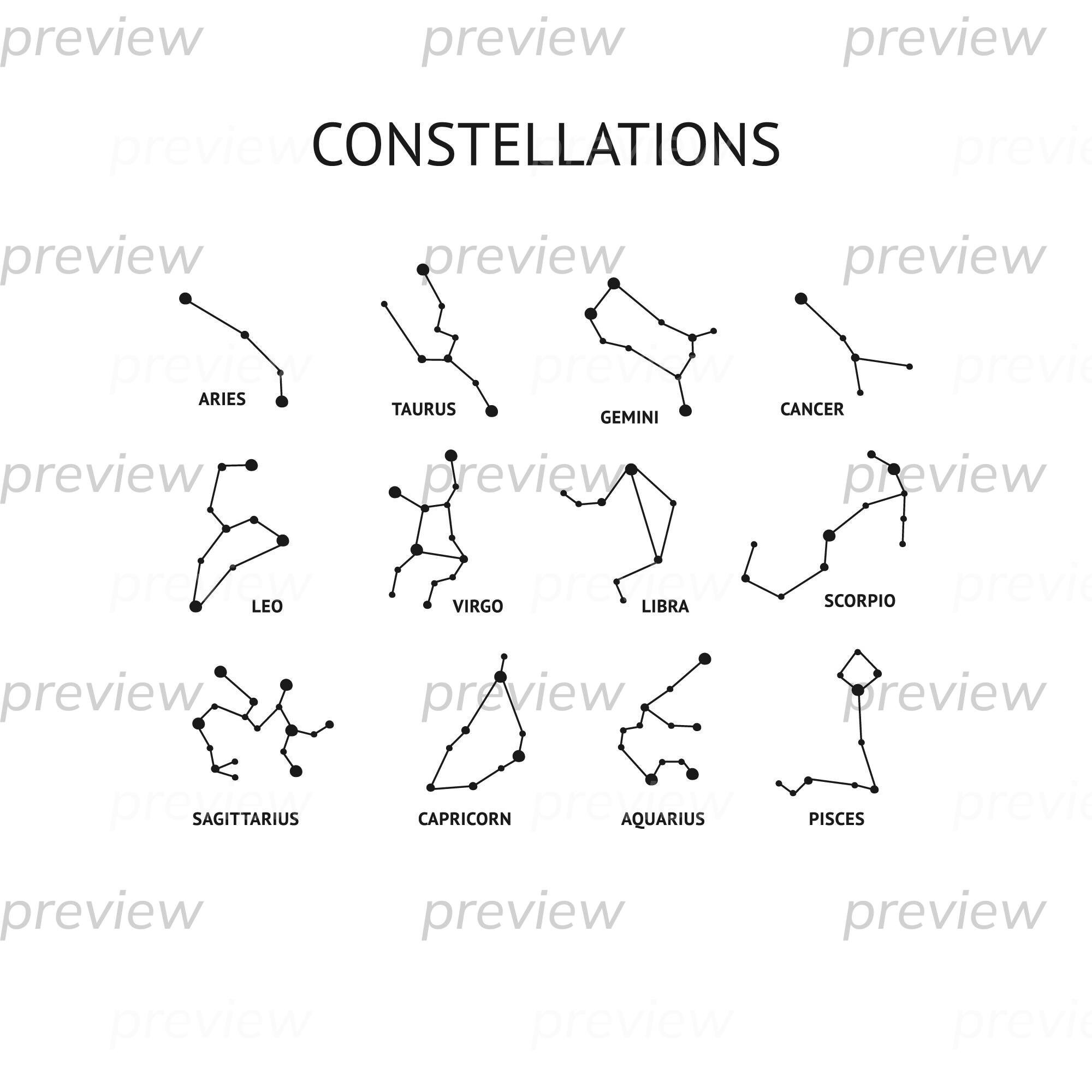 Zodiac Constellations Digital Art Print Instant Download Printable Wall ...