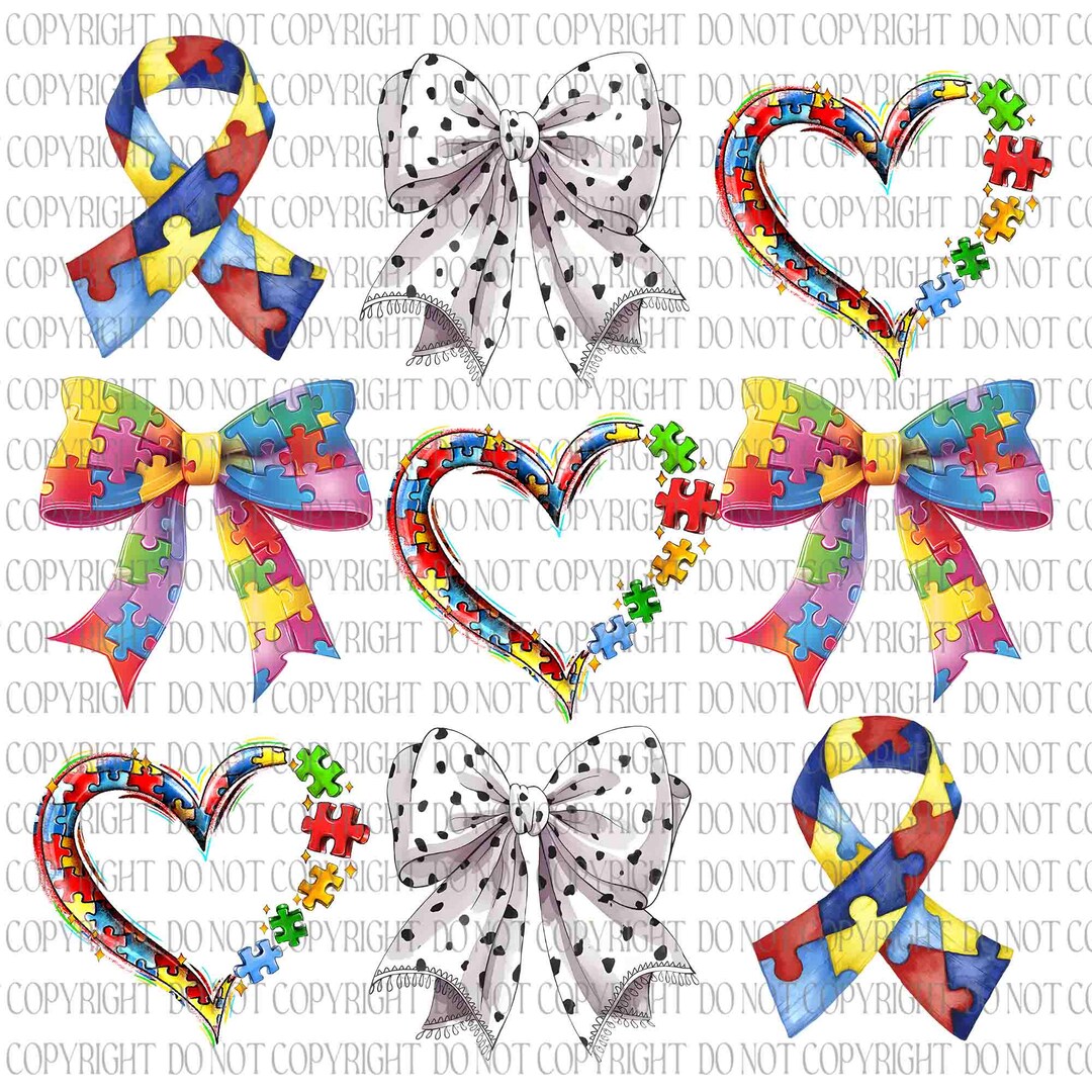 Autism Awareness PNG, Autism Puzzle Png, Coquette Bow Autism Png ...