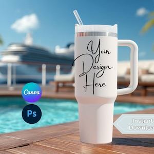 Cruise Tumbler Mockup 40 oz: Vacation Theme (Digital Download JPG File 4620x3465px )