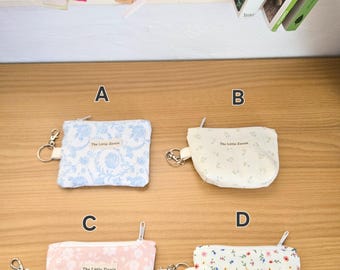 Keychain wallet | Handmade quilted wallet | Floral coin purse