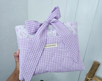 Book/Bible sleeve in Purple gingham fabric
