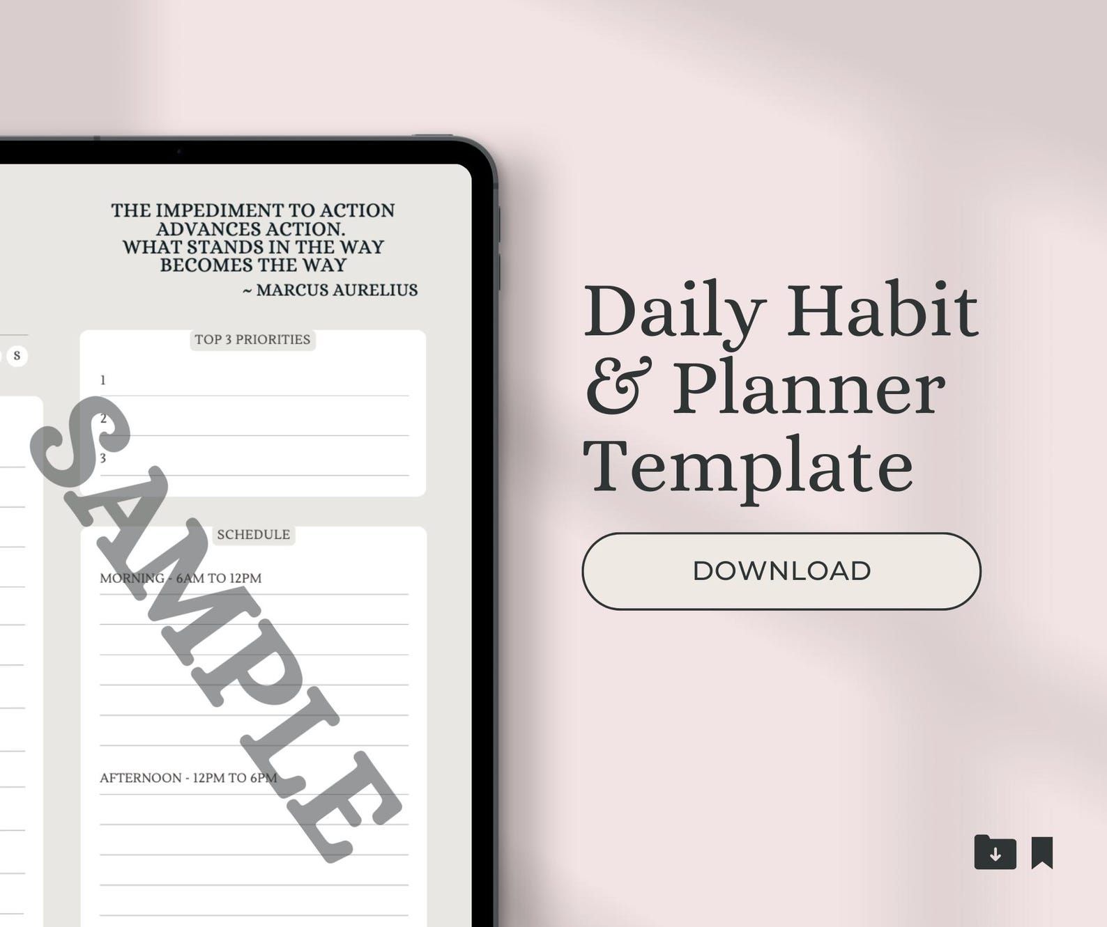 Minimalist Daily Habit Tracker & Planner Printable PDF Stoic Quote