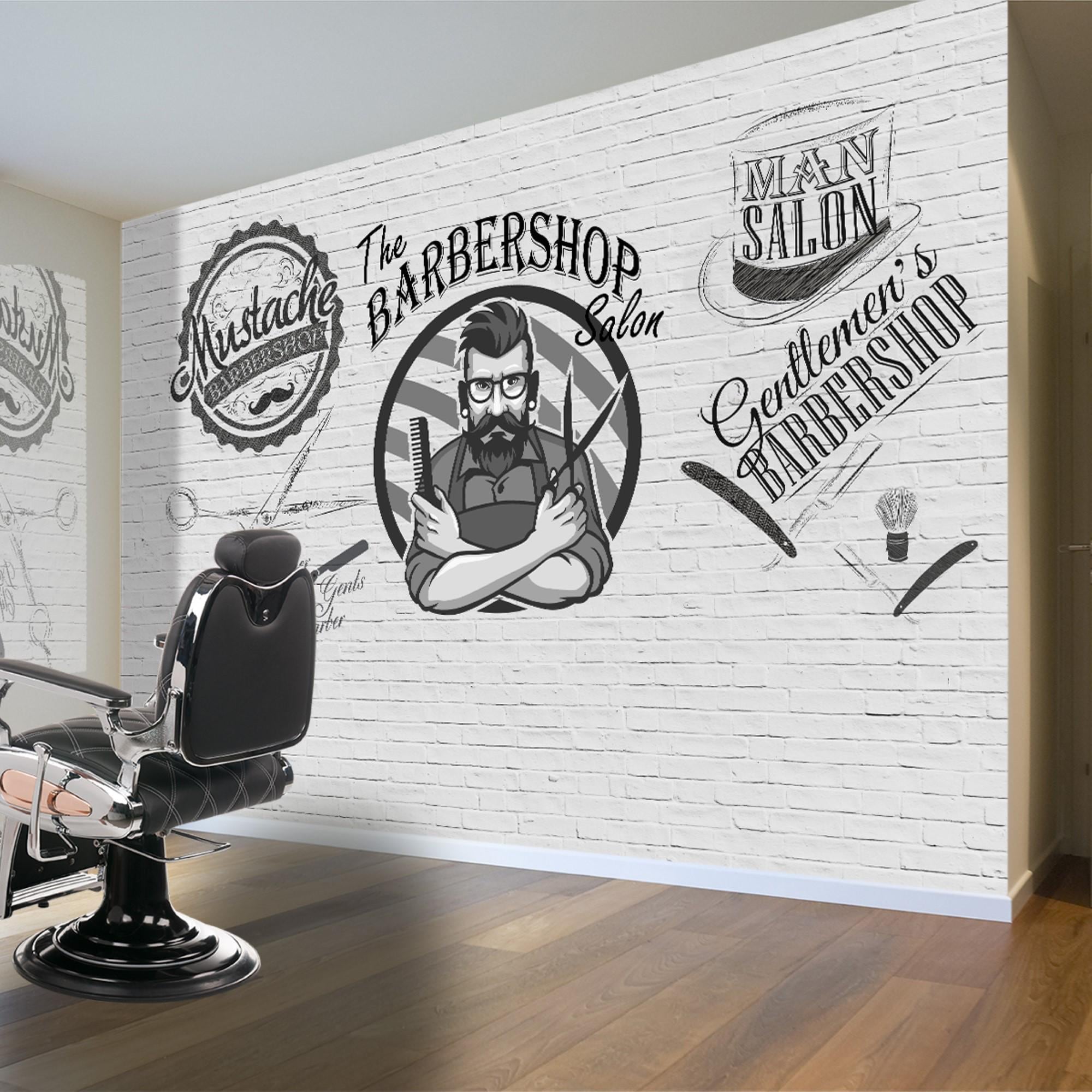 Emvency Stoff-Duschvorhang Barbershop Design | 152x183 Cm | Wasserdicht & Maschinenwaschbar | Mit Haken