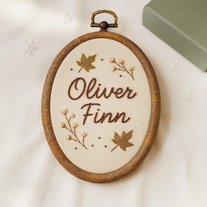Personalized Embroidered Baby Name Hoop: Floral Nursery Decor