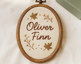 Personalized Embroidered Baby Name Hoop: Floral Nursery Decor