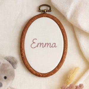 Hand-Embroidered Baby Name Hoop Art: Floral Nursery Decor