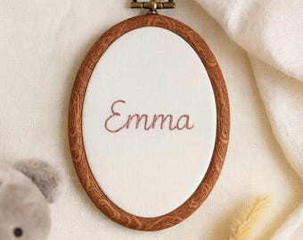 Hand-Embroidered Baby Name Hoop Art: Floral Nursery Decor