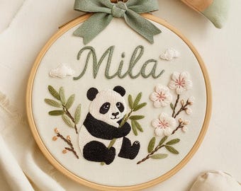 Embroidered Baby Name Hoop: Floral Nursery Decor, Custom Keepsake