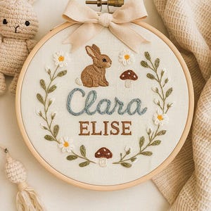Embroidered Baby Name Hoop: Floral Nursery Decor, Keepsake Gift