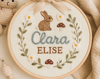 Embroidered Baby Name Hoop: Floral Nursery Decor, Keepsake Gift