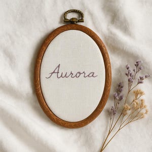 Embroidered Baby Name Hoop Art: Floral Nursery Decor, Birth Announcement