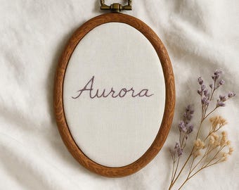 Embroidered Baby Name Hoop Art: Floral Nursery Decor, Birth Announcement