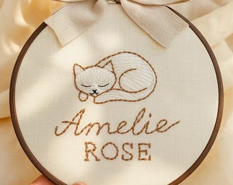 Embroidered Baby Name Hoop, Floral Nursery Decor, Personalized Gift