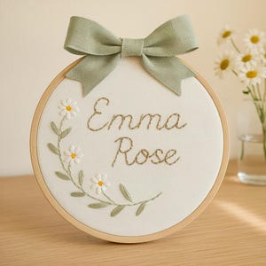 Custom Hand Embroidered Name Hoop, Baby Name Sign for Nursery, Birth Announcement, Baby Shower Gift, Baby Name Embroidery Hoop Art