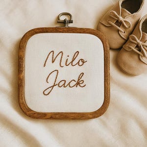 Hand Embroidered Floral Baby Name Sign: Nursery Decor