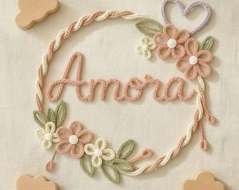 Personalisierte Blumen gestrickte Draht Namen Zeichen: Kinderzimmer Dekor