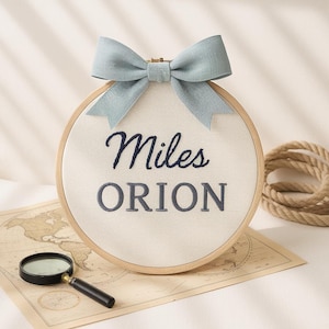 Custom Baby Name Embroidery Hoop: Floral Nursery Keepsake