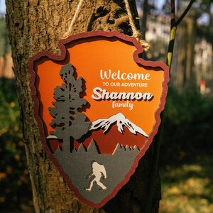 Custom National Park Arrowhead Sign: Camping Decor, Welcome to Our Adventure