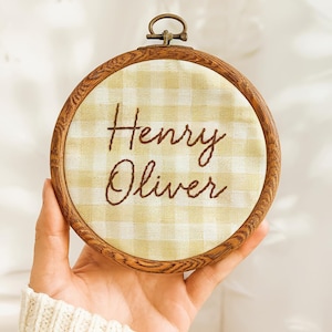 Embroidered Baby Name Sign: Floral Nursery Decor, Handmade Keepsake