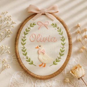 Embroidered Baby Name Sign:  Baby Shower Goose Embroidery Hoop