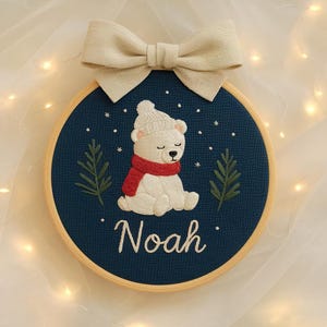 Embroidered Floral Baby Name Hoop: Personalized Nursery Decor
