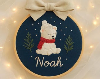 Embroidered Floral Baby Name Hoop: Personalized Nursery Decor