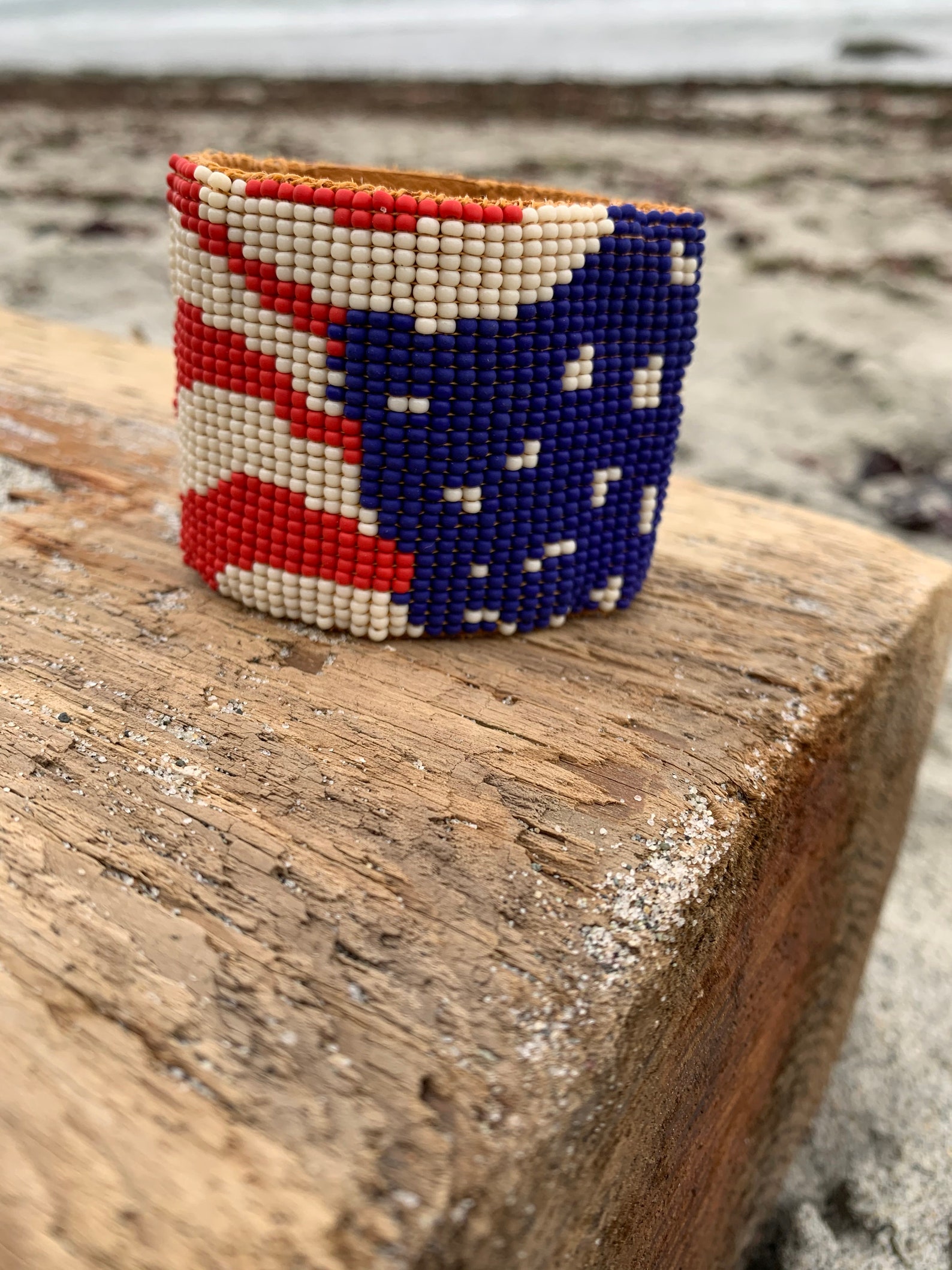 American Beaded Flag Cuff Miyuki Size 11 Seed Beads Vintage Etsy