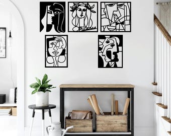 Picasso (5pcs) cut svg dxf files wall sticker engraving decal silhouette template cnc cutting router digital vector instant download