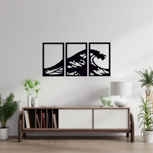 Wave laser cut svg dxf archivos etiqueta de la pared grabado calcomanía silueta plantilla cnc corte router vector digital descarga instantánea