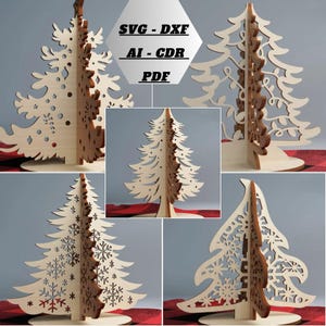 Christmas tree stands laser cut pack, standing christmas trees 3D laser cut, pine trees laser, Christmas tree decor