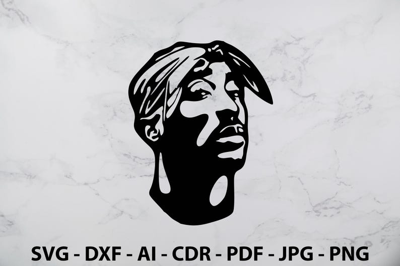 Tupac corte láser svg dxf archivos pared pegatina grabado calcomanía ...