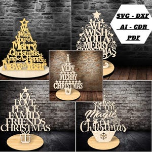 Christmas Ornament Tree Laser Cut Decoration cdr dxf svg pdf ai File